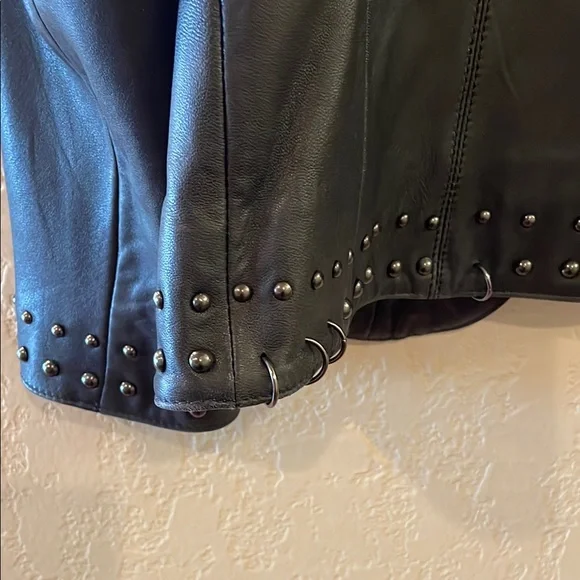 Black Studded Leather Jacket - Picture 4 of 9